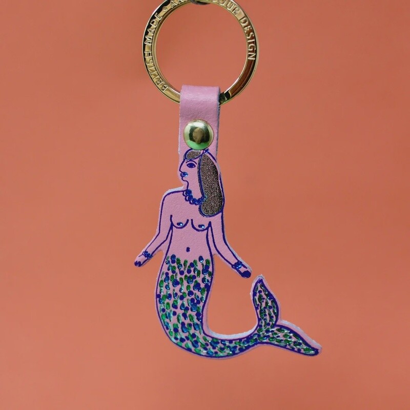 Mermaid Leather Keyring - Pink by Ark Colour Design