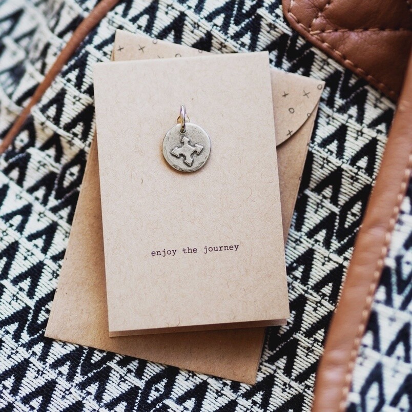 Enjoy the Journey Compass Pewter Charm by Kutuu