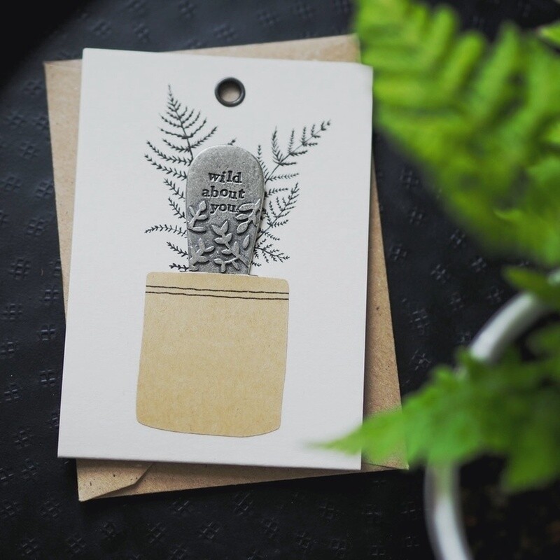 Wild About You Pewter Plant Marker on Card by Kutuu