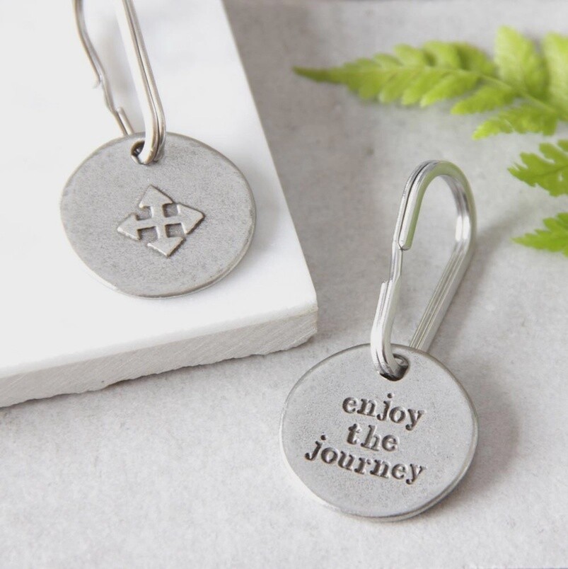 Enjoy the Journey Compass Pewter Keyring by Kutuu