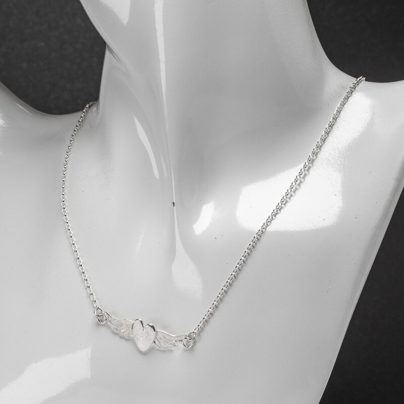 Winged Heart Silver Necklace - Medium by Fi Mehra
