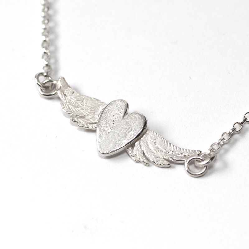Winged Heart Silver Necklace - Medium by Fi Mehra