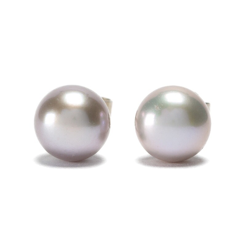 Silver Pearl Stud Earrings - Large by Fi Mehra