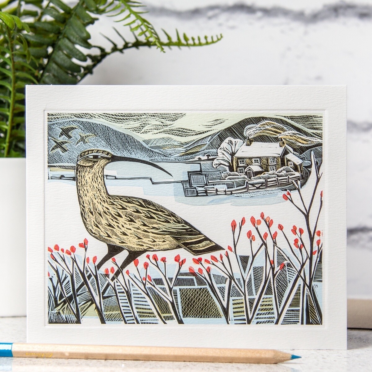 Curlew Christmas Card by Angela Harding