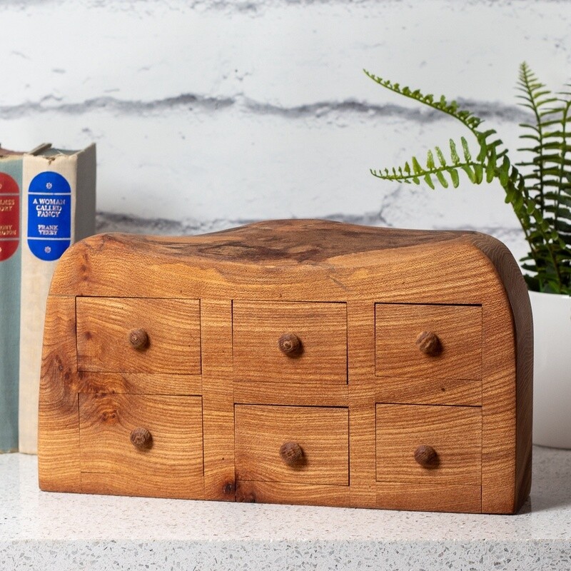 One-Off Elm Wood Six Drawer Jewellery Box by Dave McKeen