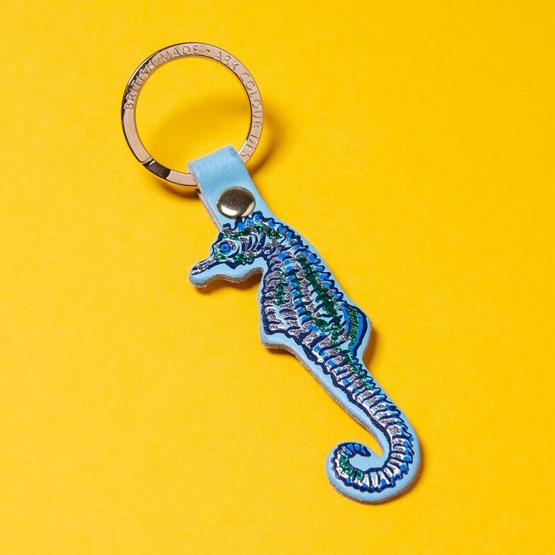 Seahorse Leather Keyring - Turquoise by Ark Colour Design