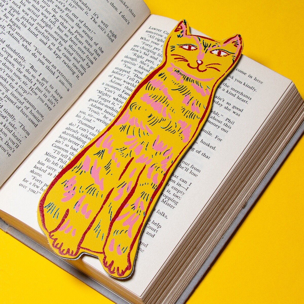 Cat Leather Bookmark - Yellow by Ark Colour Design