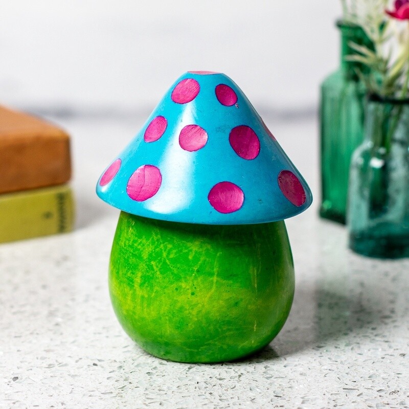 Funky Mushroom Soapstone Trinket Pot - Neon by Namaste