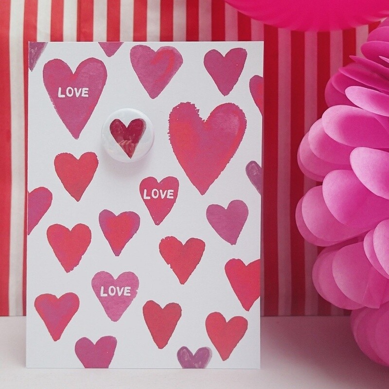 Love Hearts Badge Card by The Black Rabbit