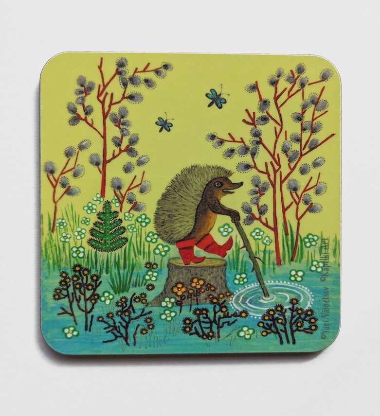 Hedgehog in Boots Coaster by Kapelki Art