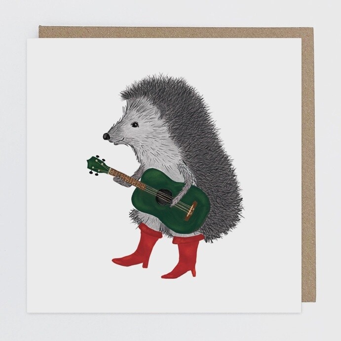 Hedgehog with Ukelele Card by Kapelki Art
