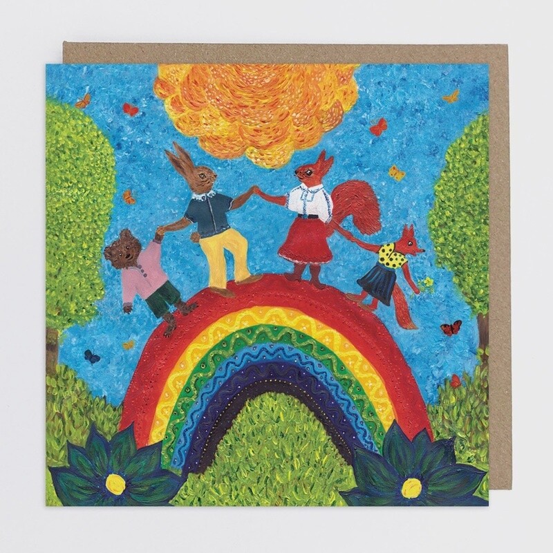 Animals on Rainbow Card by Kapelki Art