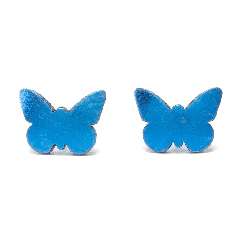 Titanium Butterfly Studs - Dark Blue by Prism Design