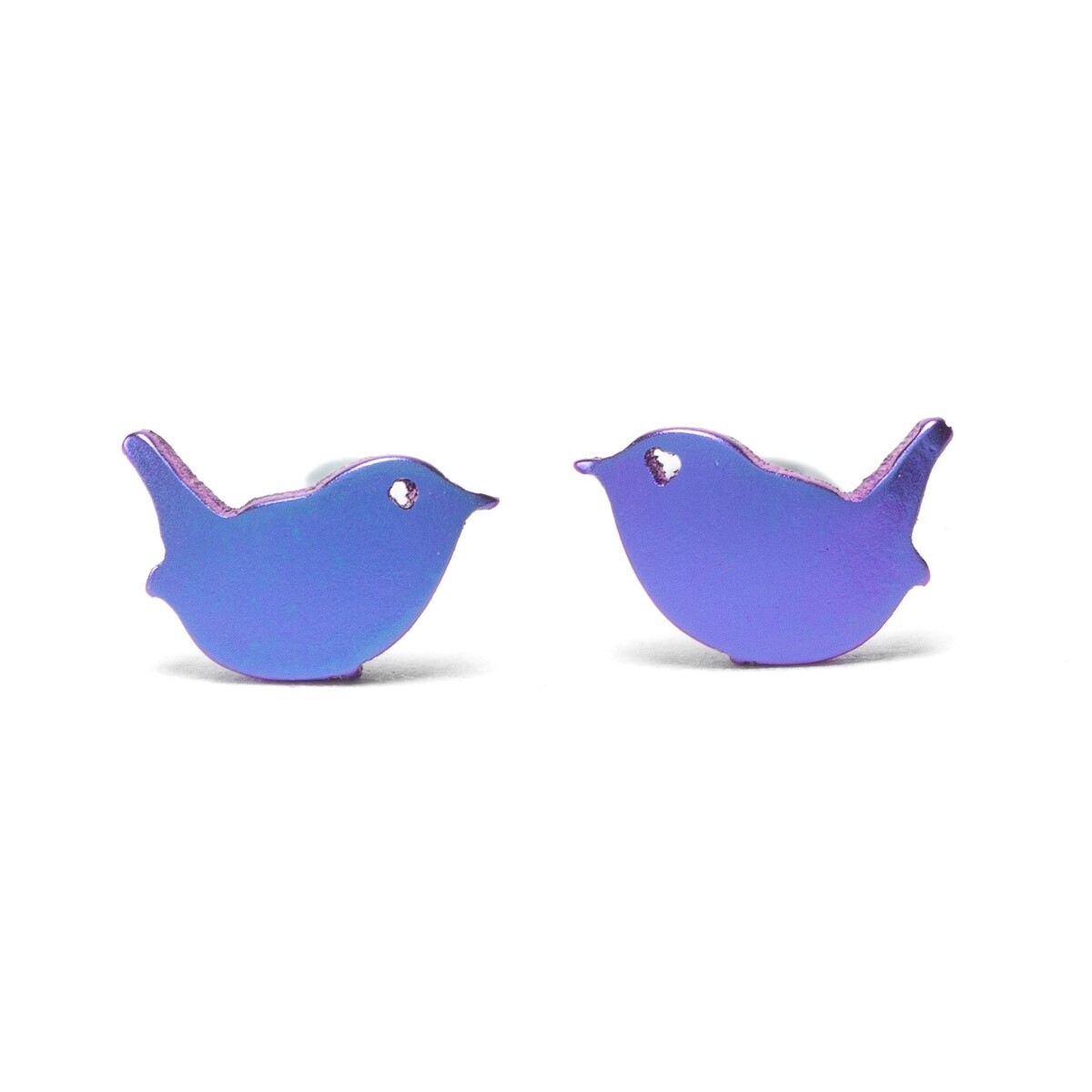 Titanium Wren Bird Studs - Purple by Prism Design