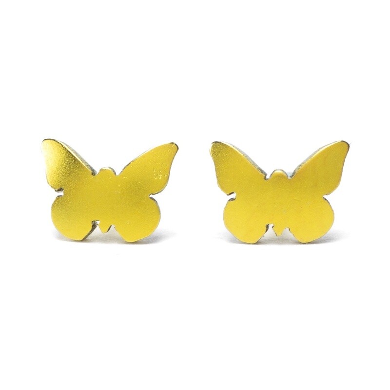 Titanium Butterfly Studs - Yellow by Prism Design