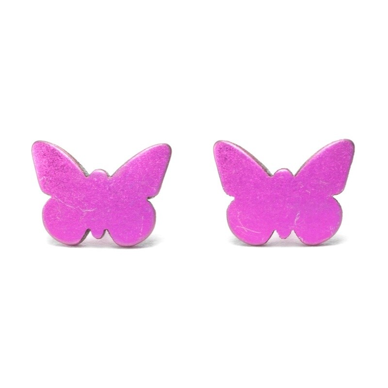 Titanium Butterfly Studs - Pink by Prism Design