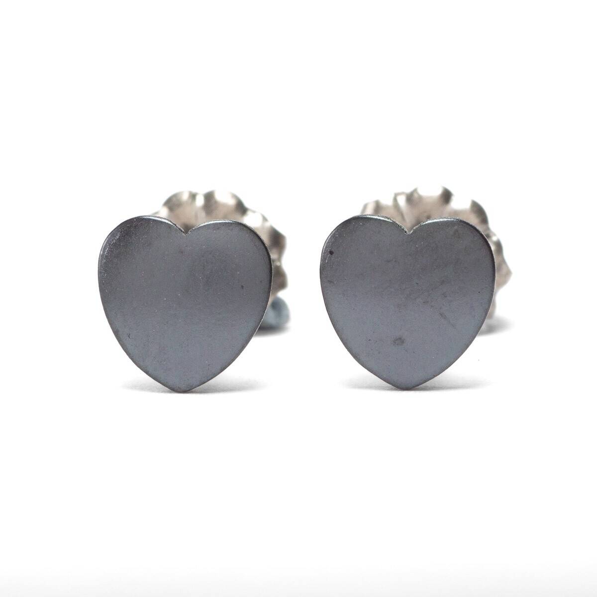 Titanium Heart Studs - Small - Black by Prism Design