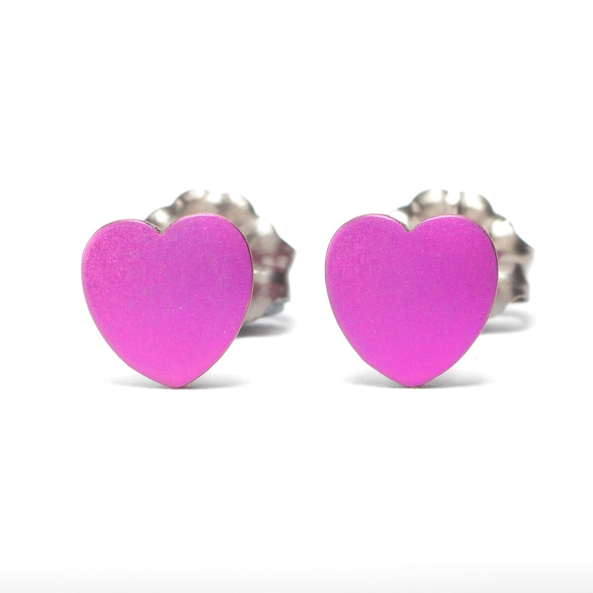 Titanium Heart Studs - Small - Pink by Prism Design