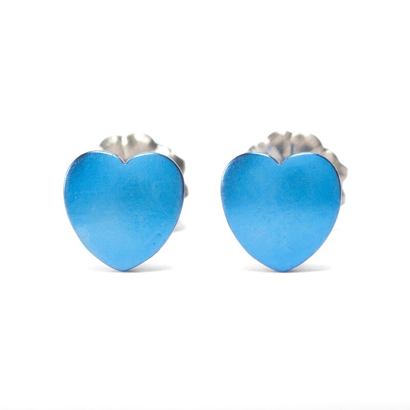 Titanium Heart Studs - Small - Dark Blue by Prism Design