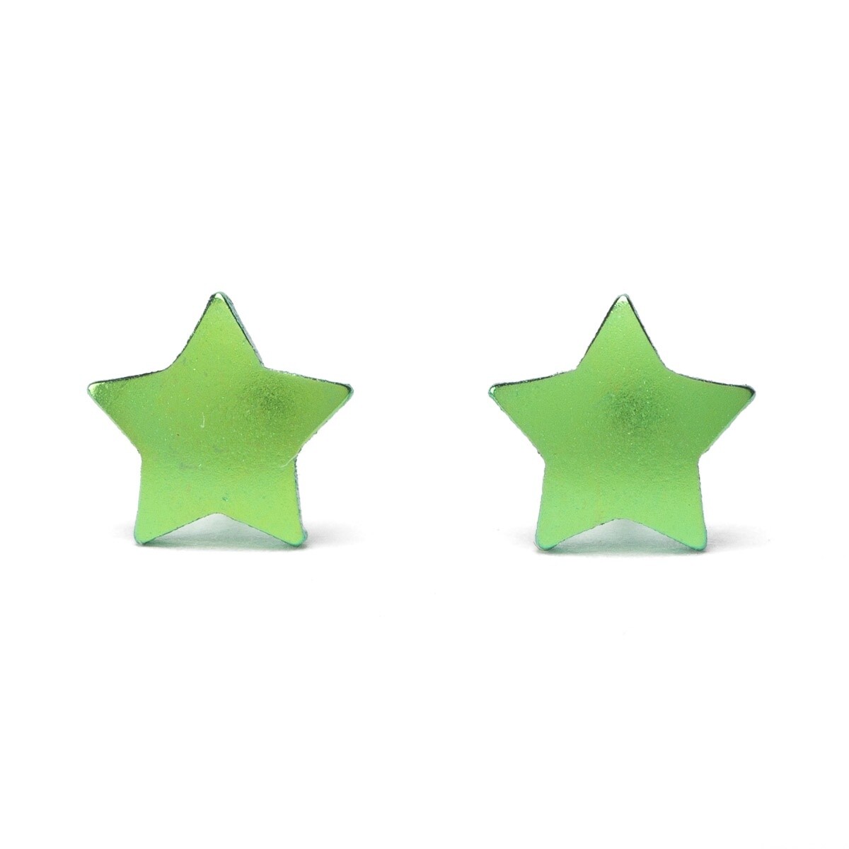Titanium Star Studs - Small - Green by Prism Design