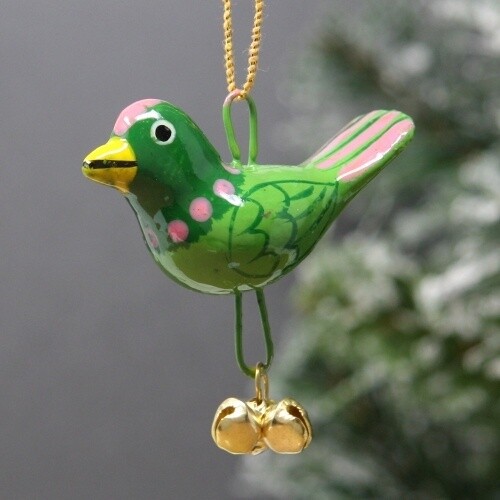 Hanging Bird With Bells - Green by Shared Earth