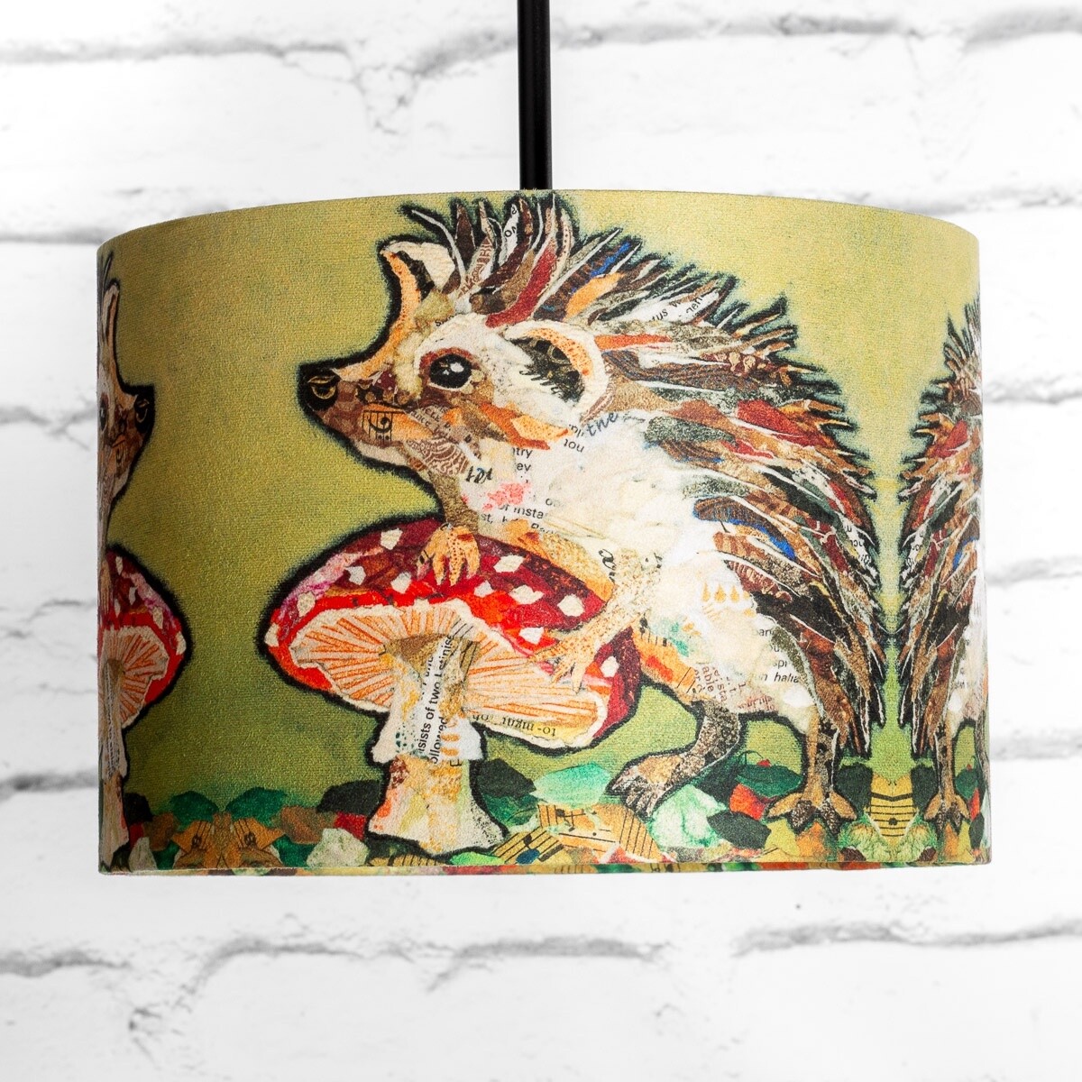 Spots and Spikes Hedgehog Faux Suede Lampshade by Dawn Maciocia