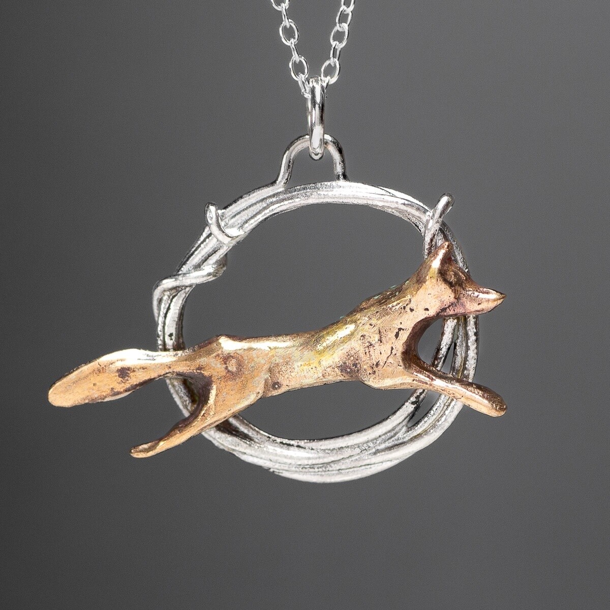 Bronze Fox in Hoop Necklace by Xuella Arnold