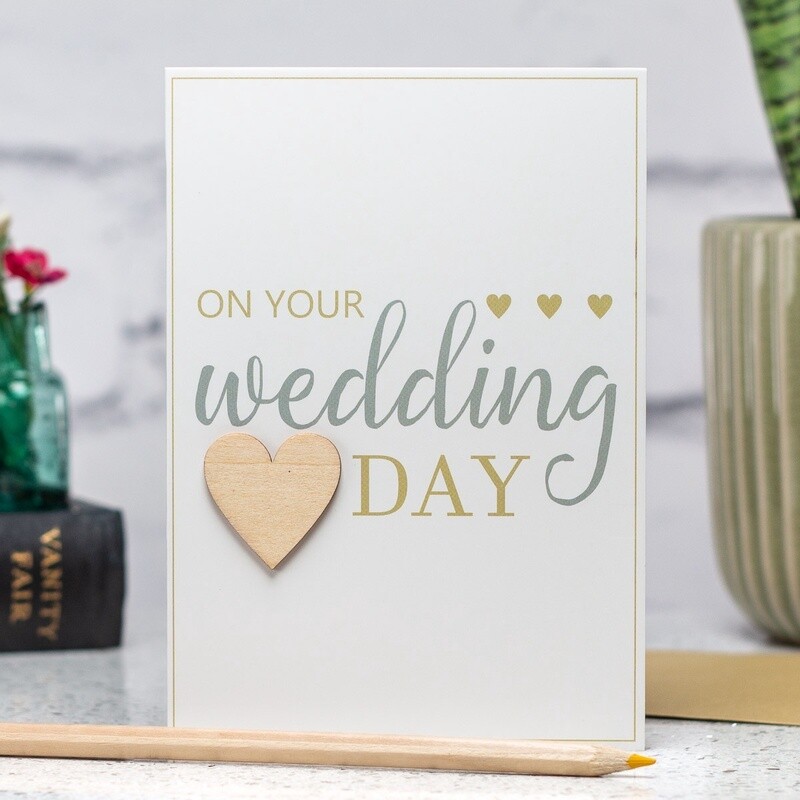 Wooden Heart Wedding Day Card by Alljoy