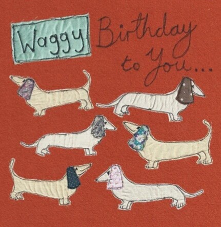 Waggy Dogs Birthday Card by Poppy Treffry