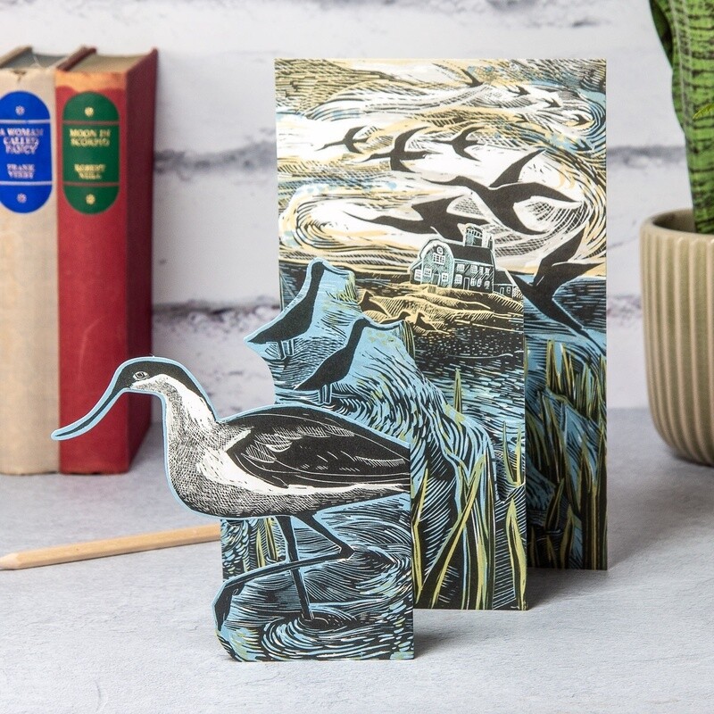 Avocets at Blakeney Fold Out Card by Angela Harding