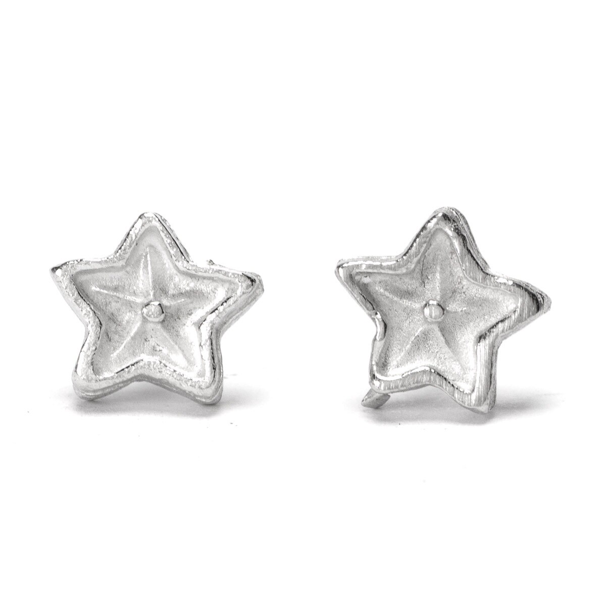 Star Within a Star Pewter Stud Earrings by Metal Planet