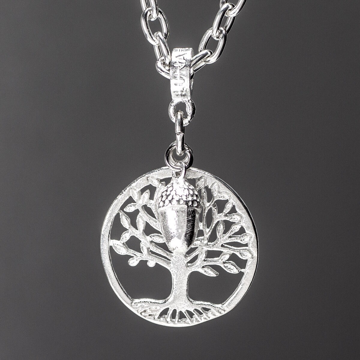 Tree of Life & Acorn Long Pewter Necklace by Metal Planet