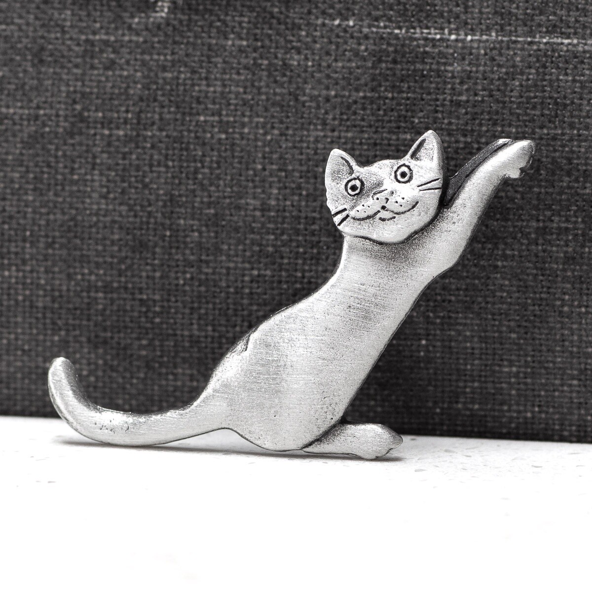 Pewter Pin - Stretching Cat by Metal Planet