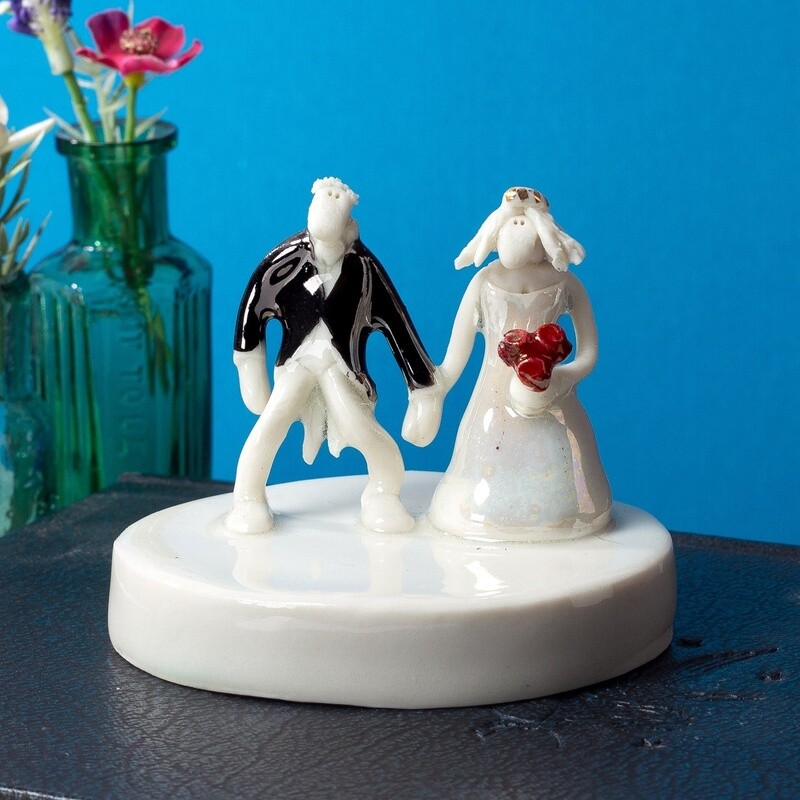 Ceramic Wedding Couple Miniature Sculpture by Andrew Bull