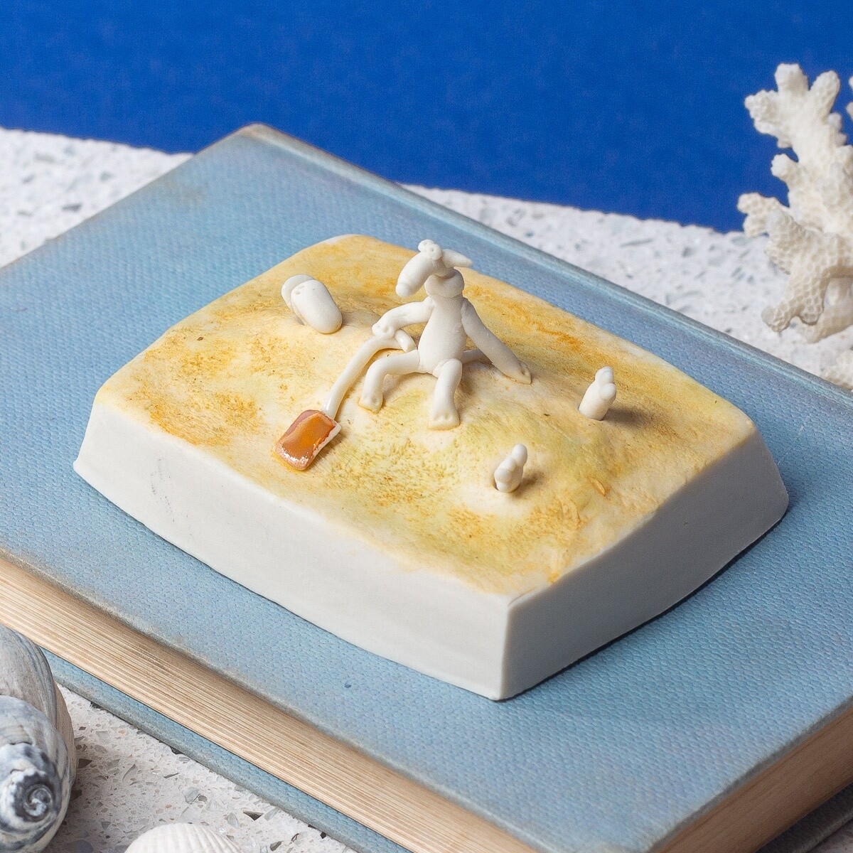 Ceramic Buried on the Beach Miniature Sculpture by Andrew Bull