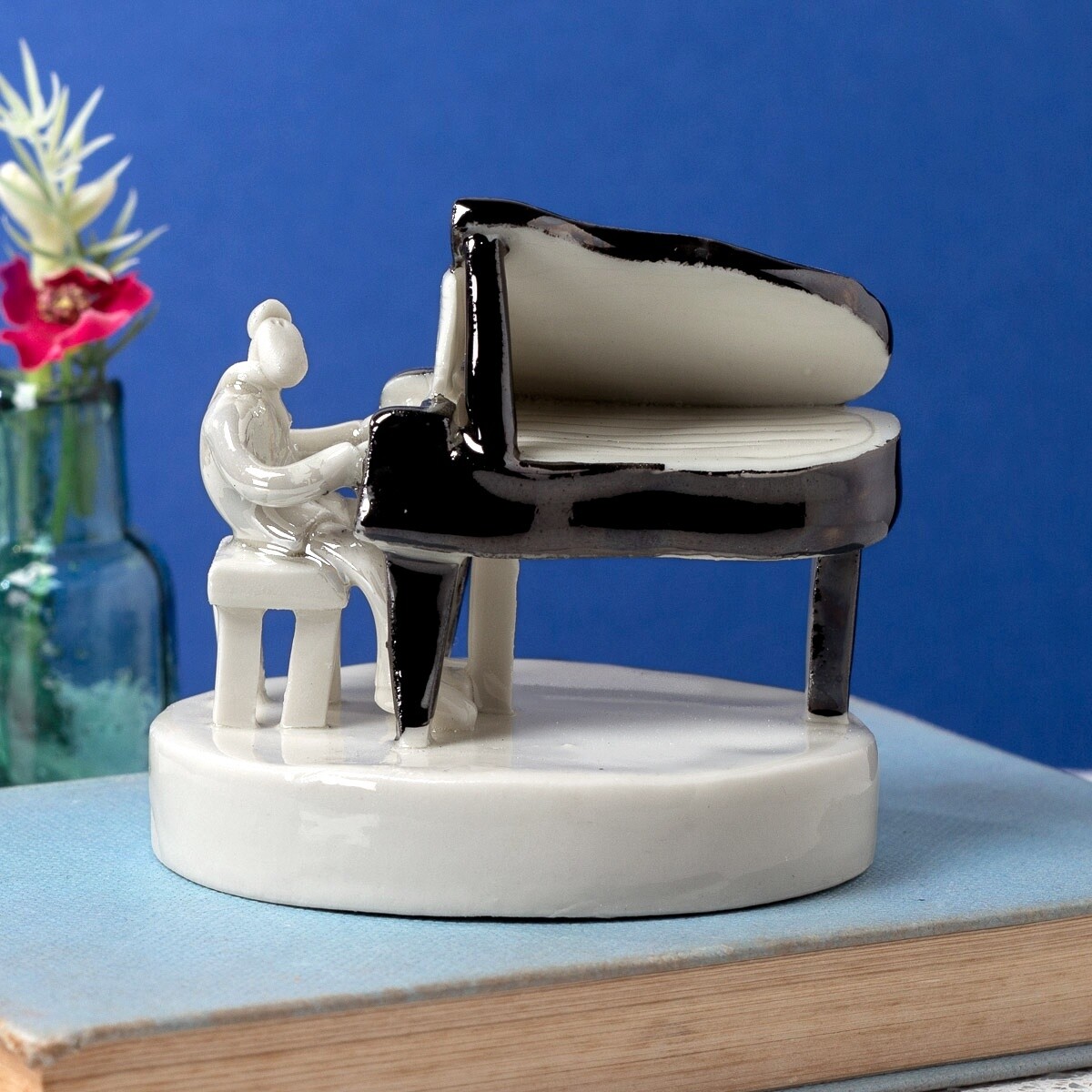 Ceramic Pianist Miniature Sculpture by Andrew Bull
