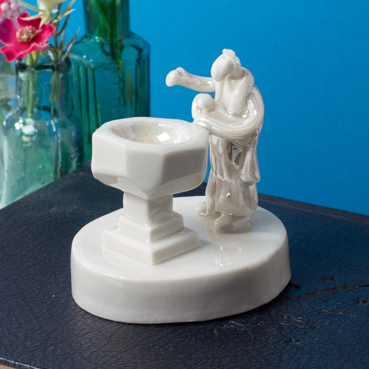 Ceramic Christening Font Miniature Sculpture by Andrew Bull