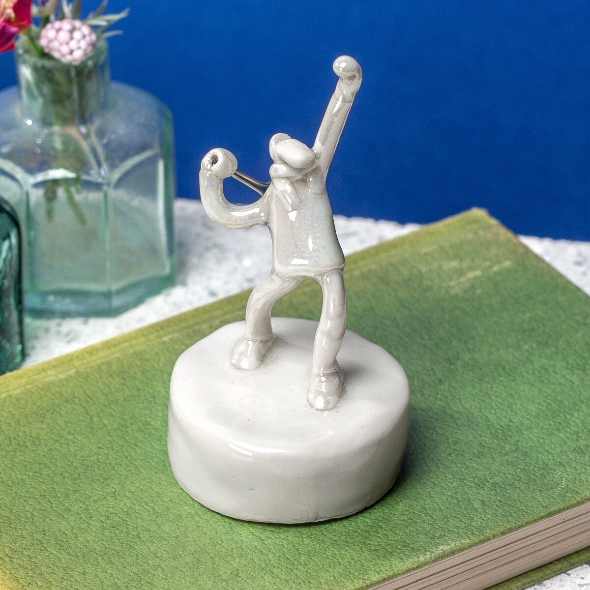 Ceramic Tennis Player Miniature Sculpture by Andrew Bull