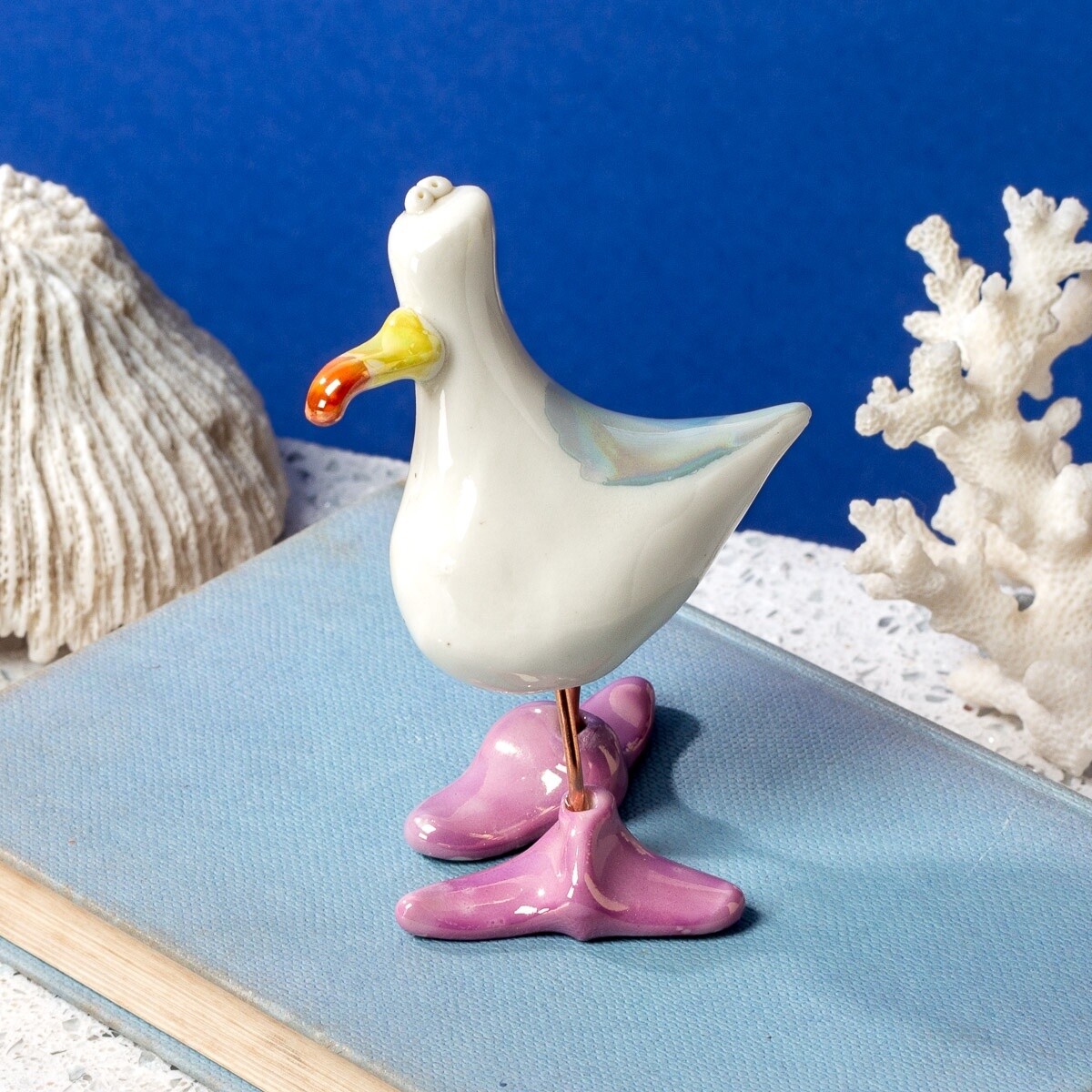 Ceramic Seagull Miniature Sculpture by Andrew Bull