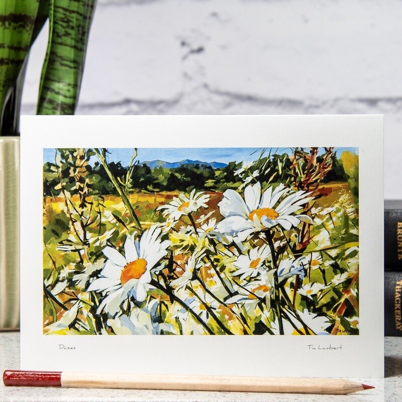 Daisies - Malverns Landscape Card by Tia Lambert