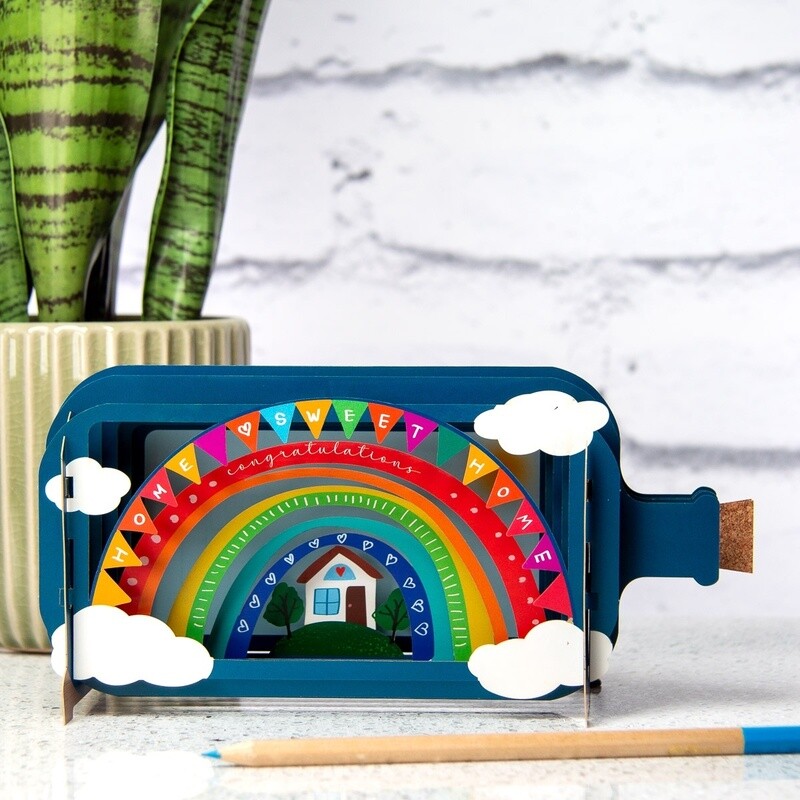 3D Pop Up Bottle Card - Home Sweet Home Rainbow by Alljoy