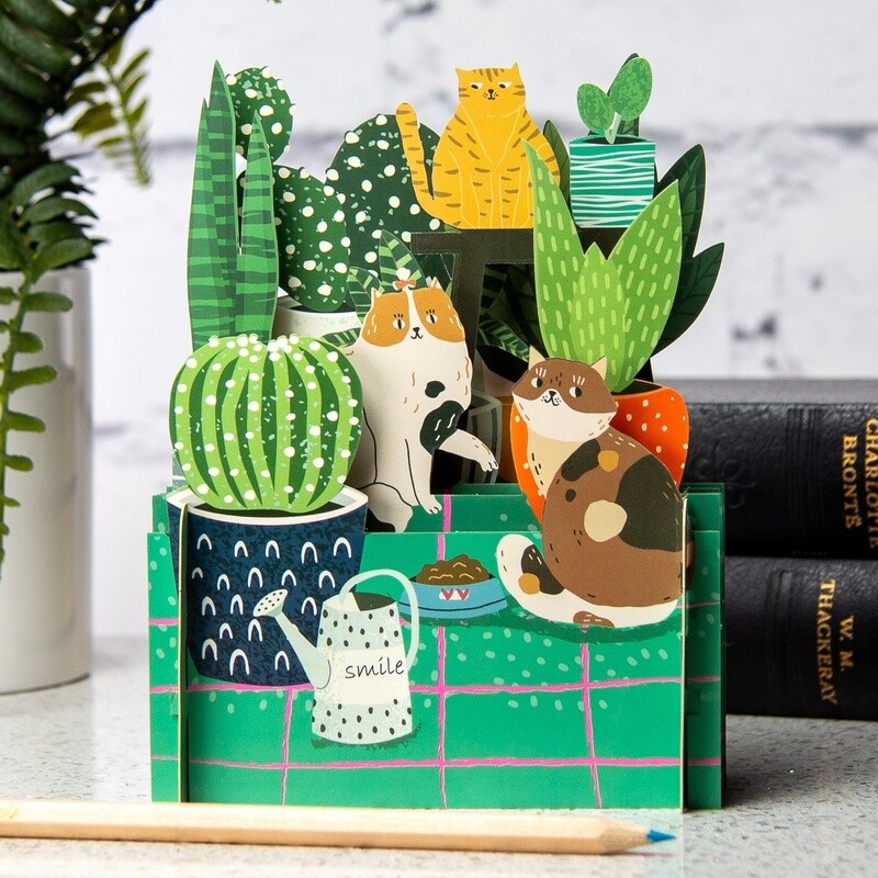 3D Pop Up Card - Cats & Cactuses by Alljoy