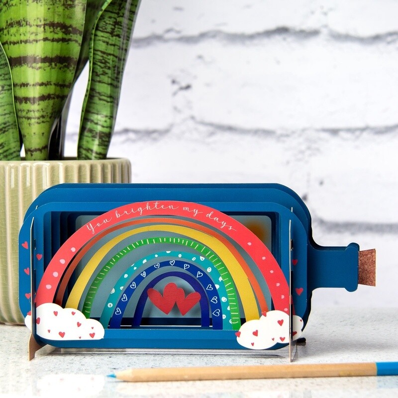 3D Pop Up Bottle Card - You Brighten My Days Rainbow by Alljoy