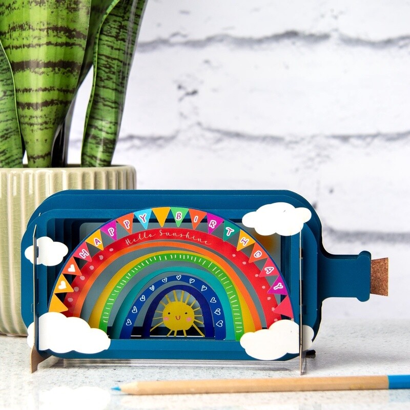 3D Pop Up Bottle Card - Happy Birthday Sun &amp; Rainbow by Alljoy