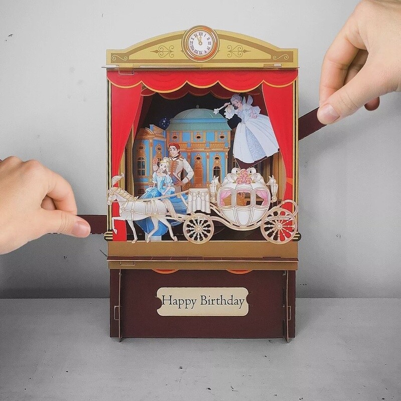 Cinderella Paper Theatre 3D Pop Up Birthday Card by Alljoy