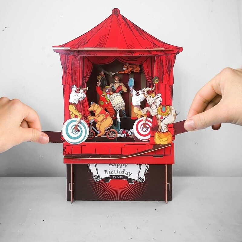 Circus Paper Theatre 3D Pop Up Birthday Card by Alljoy