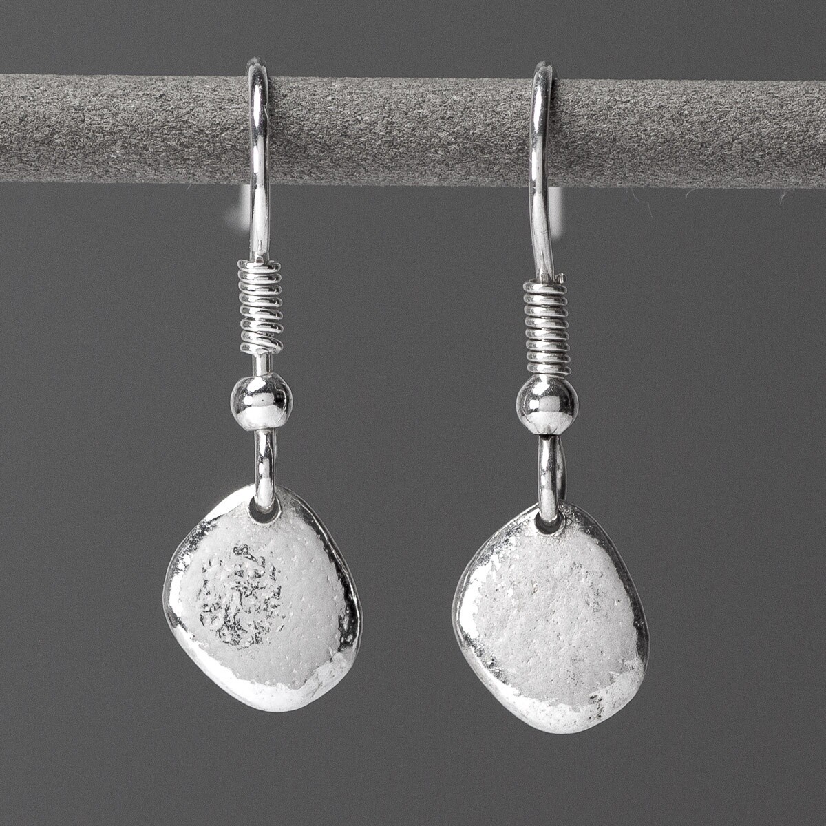 Silver Pebble Drop Earrings Small - Smooth by Silverfish