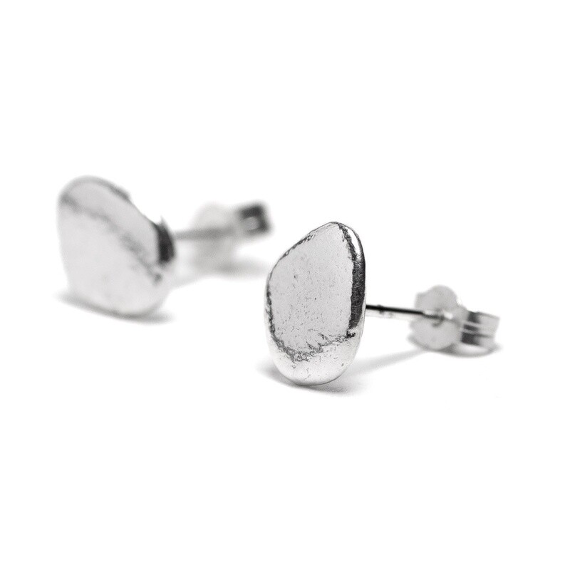 Pebble Silver Stud Earrings Smooth by Silverfish