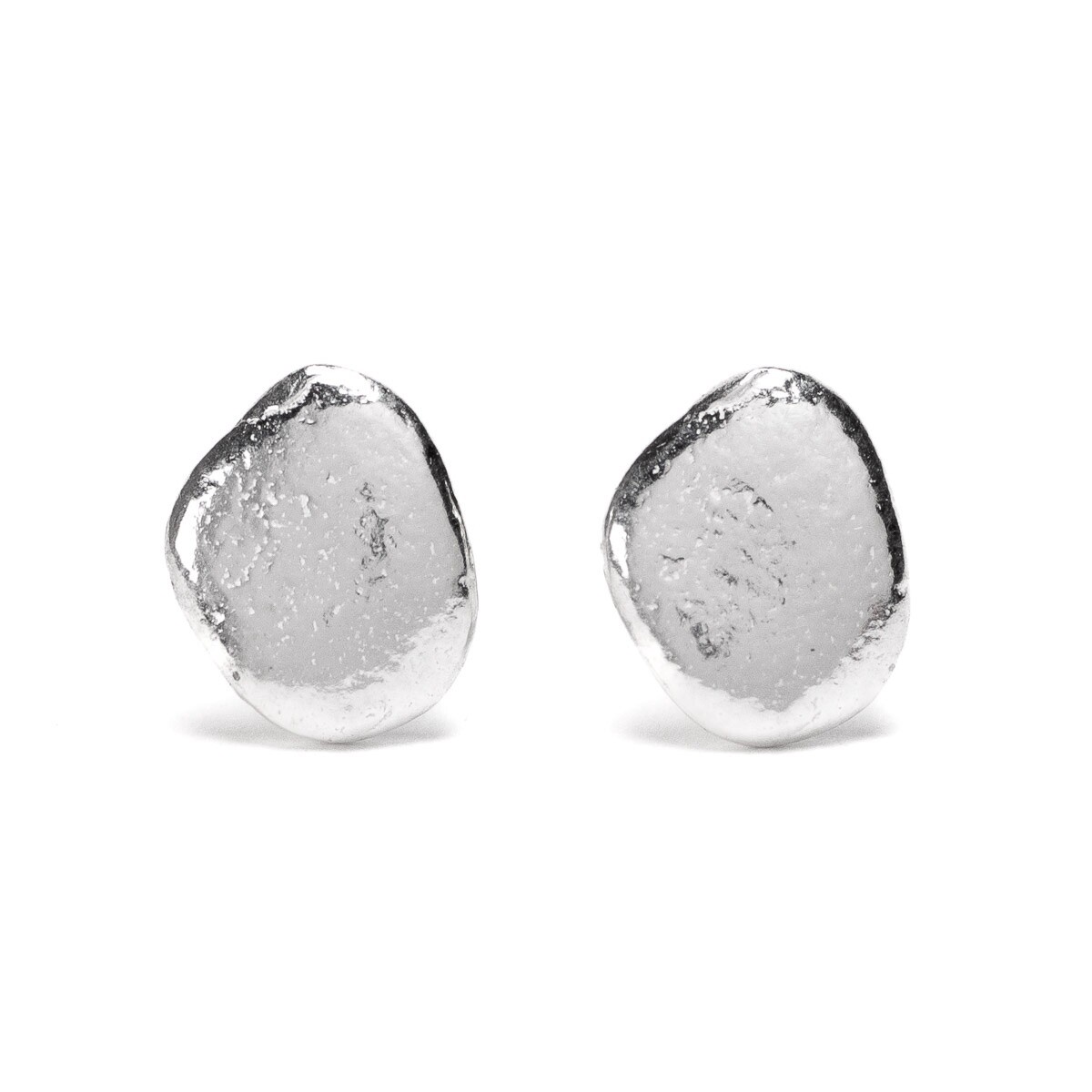 Pebble Silver Stud Earrings Smooth by Silverfish