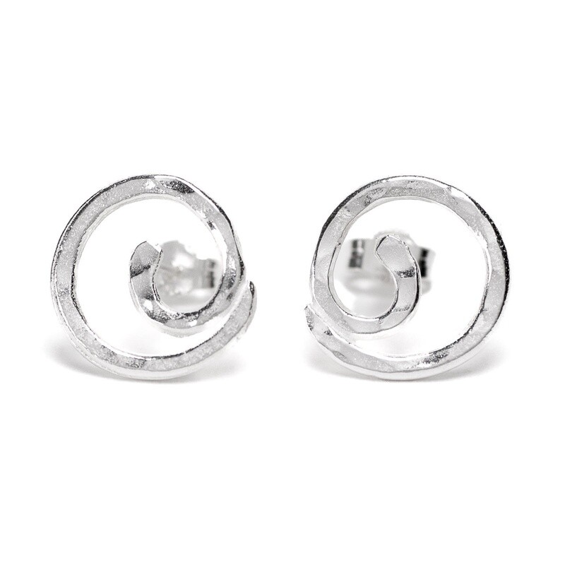 Spiral Silver Stud Earrings - Medium by Silverfish